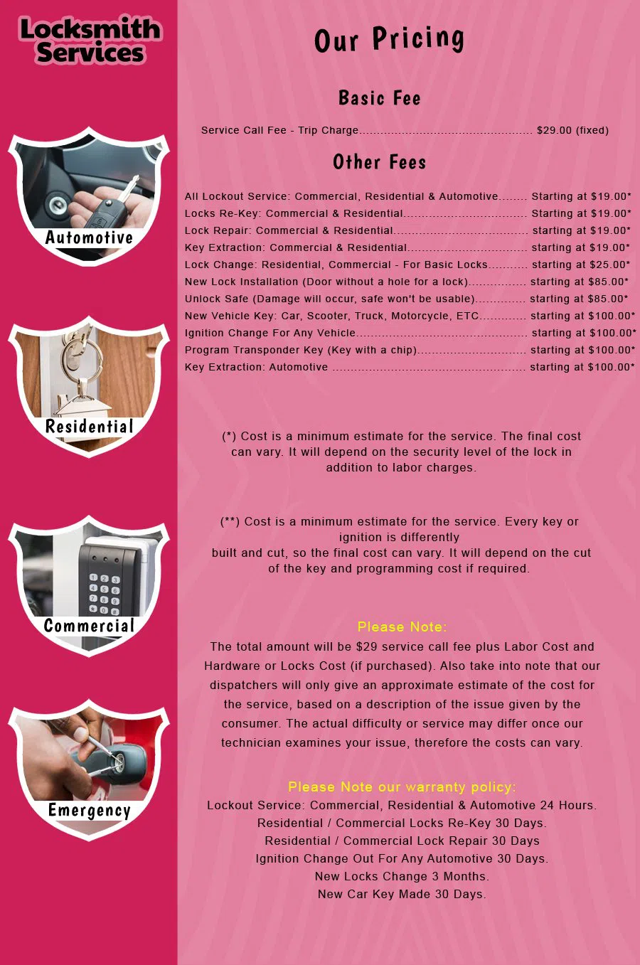 Wayne NJ Locksmith Store Wayne, NJ 973-765-6190 - price-list-c-18